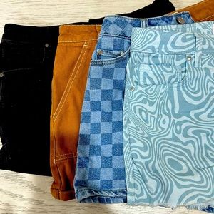 Lot of 4 RSQ shorts denim carpenter patterned Tilly women summer shorts